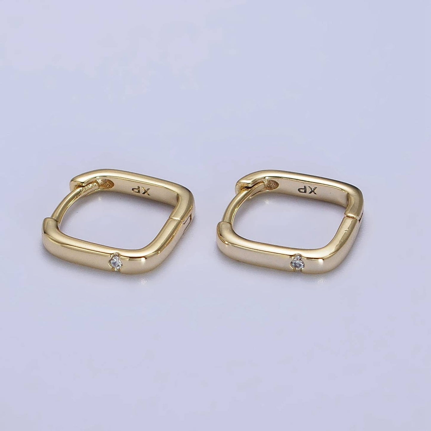 Square Diamond + Gold Huggies