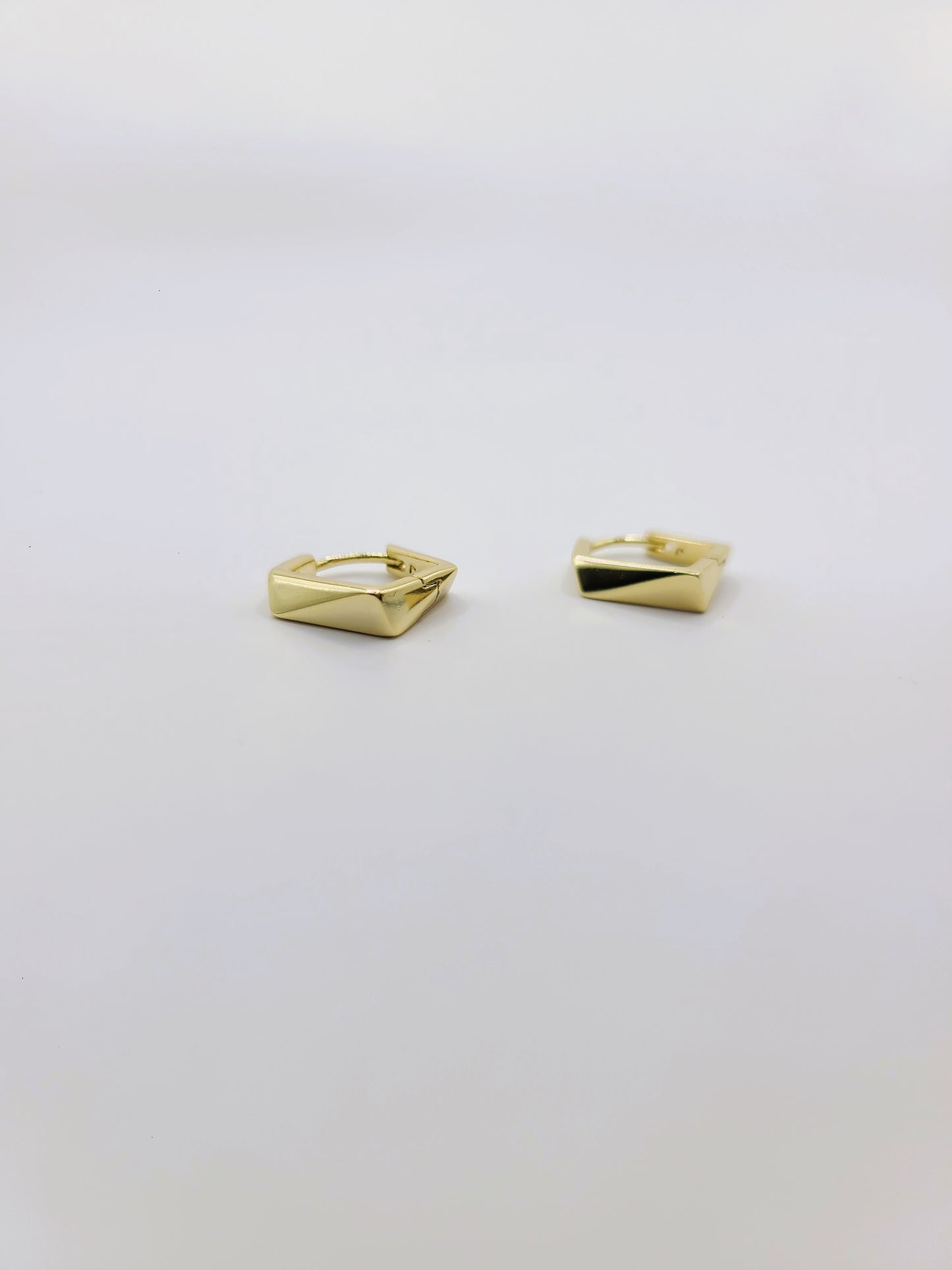 Gold Geometric Hexagon Huggies
