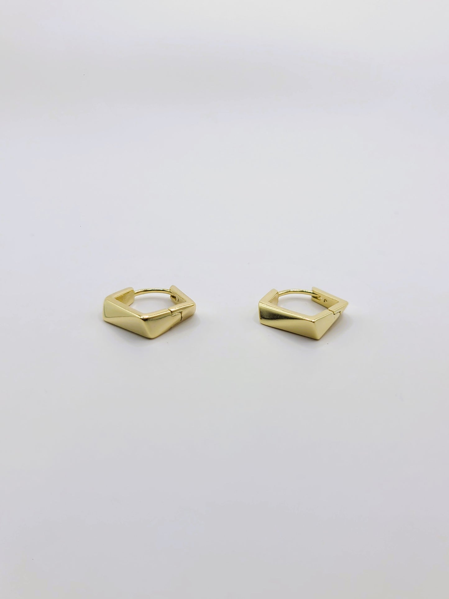 Gold Geometric Hexagon Huggies
