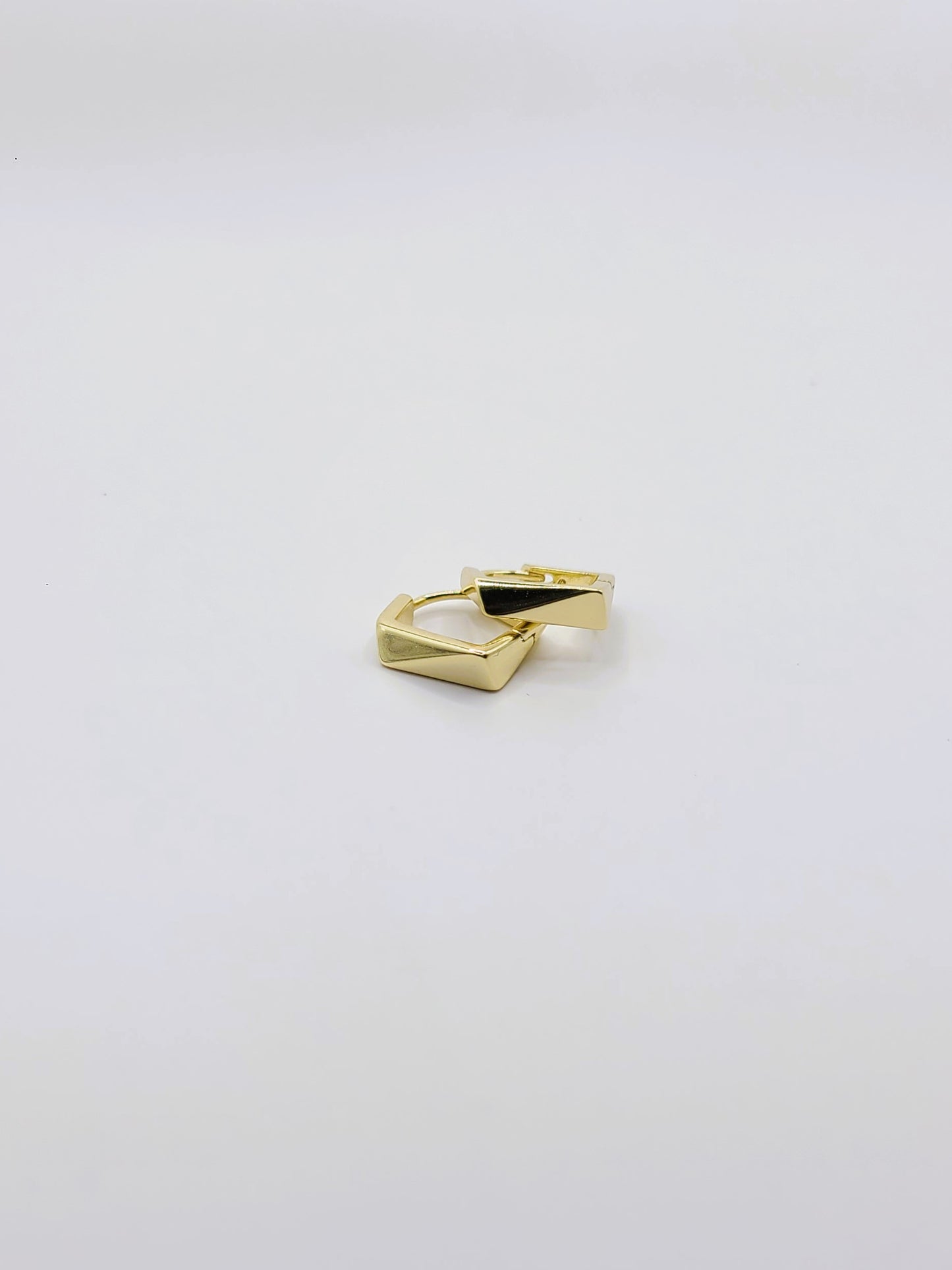 Gold Geometric Hexagon Huggies