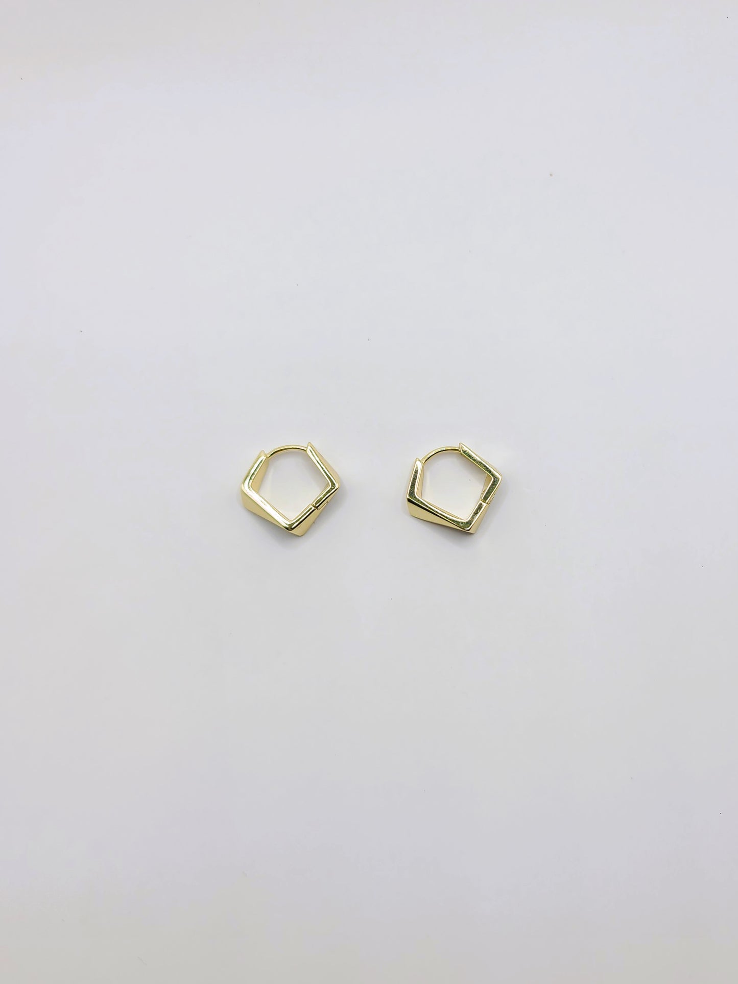 Gold Geometric Hexagon Huggies