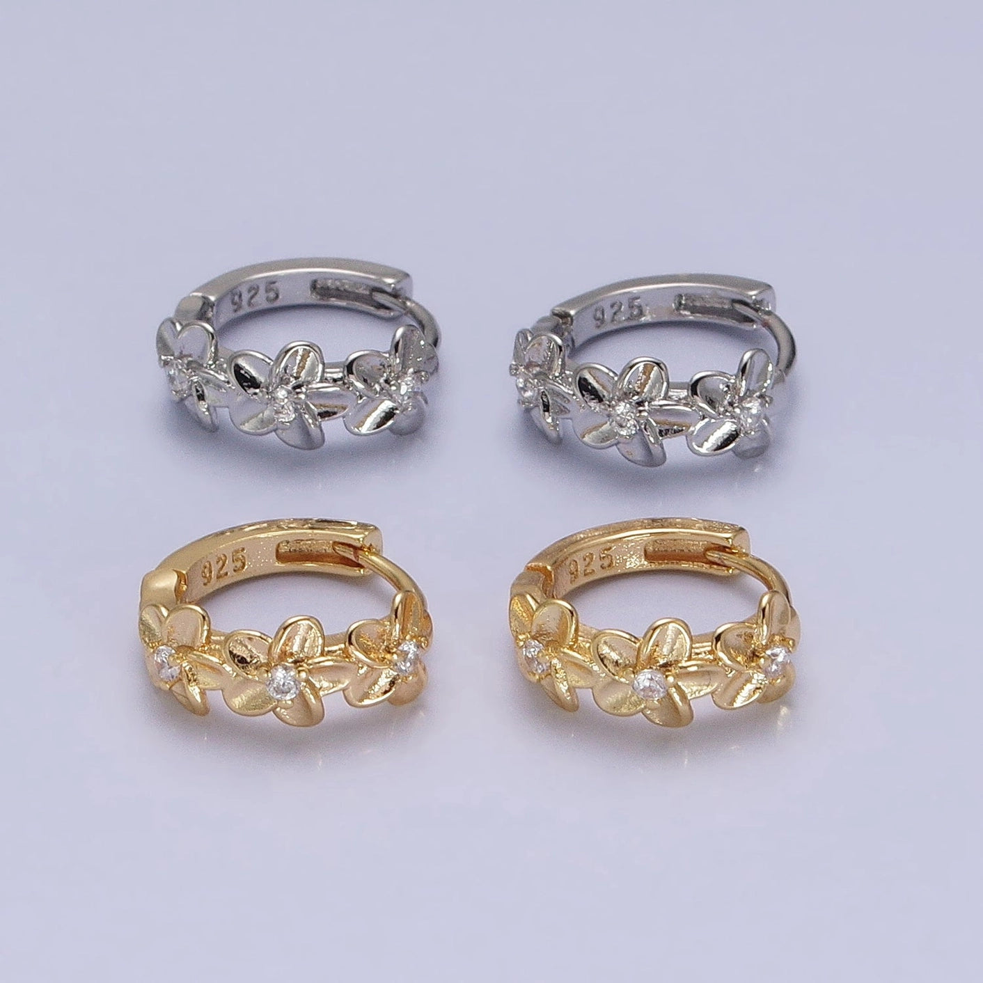 Flower Trio Huggie Earrings