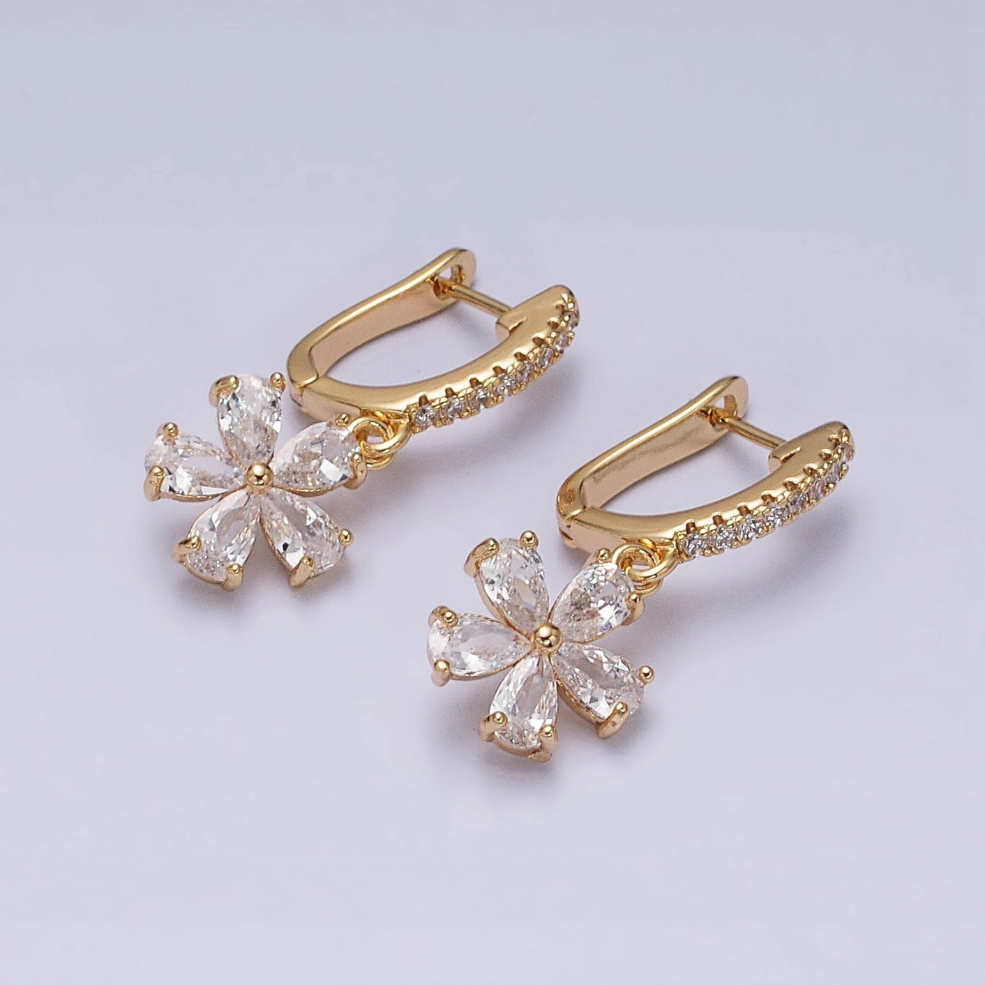 Clear Flower Drop Earrings