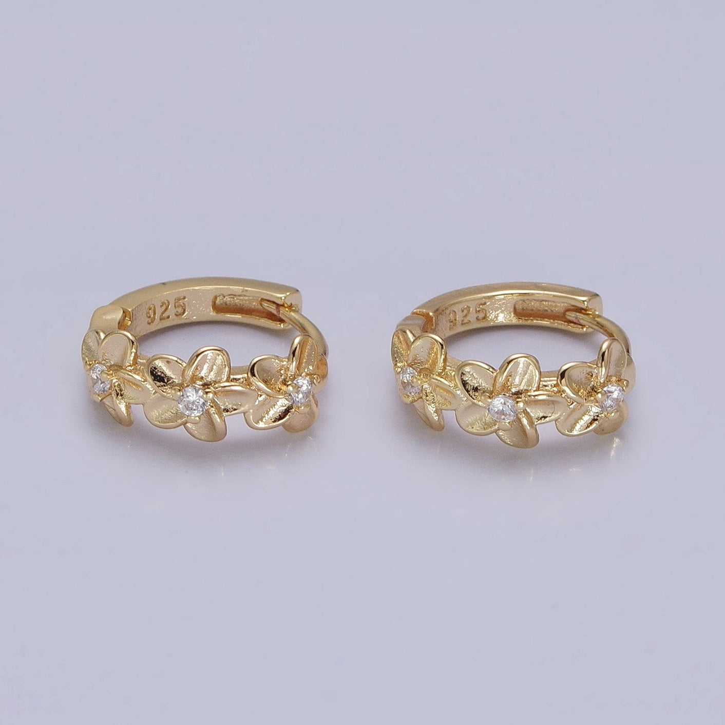 Flower Trio Huggie Earrings