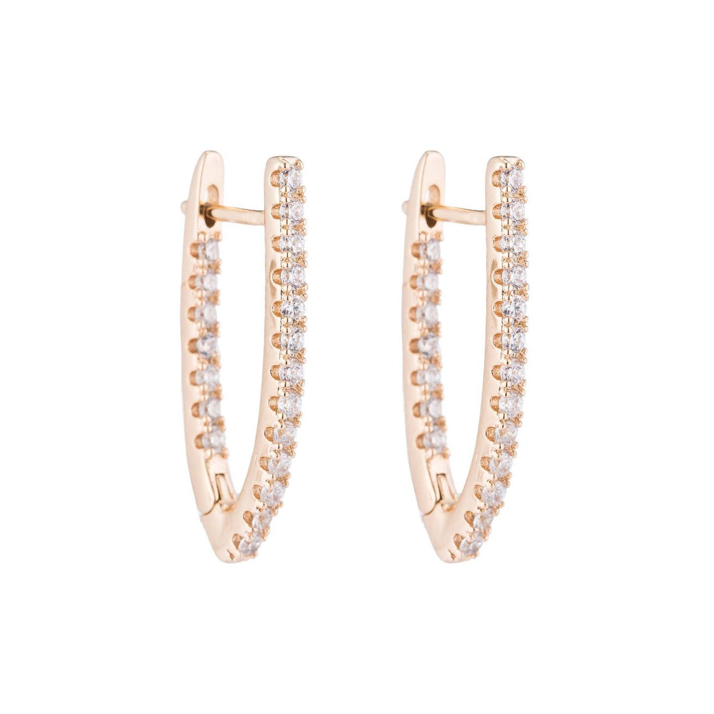 V-Shaped Gold Diamond Huggies
