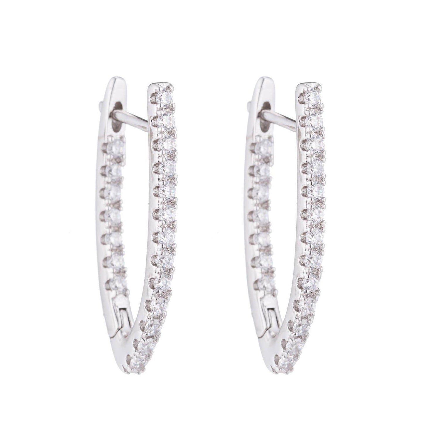 V-Shaped Silver Diamond Huggies