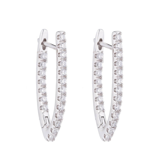 V-Shaped Silver Diamond Huggies