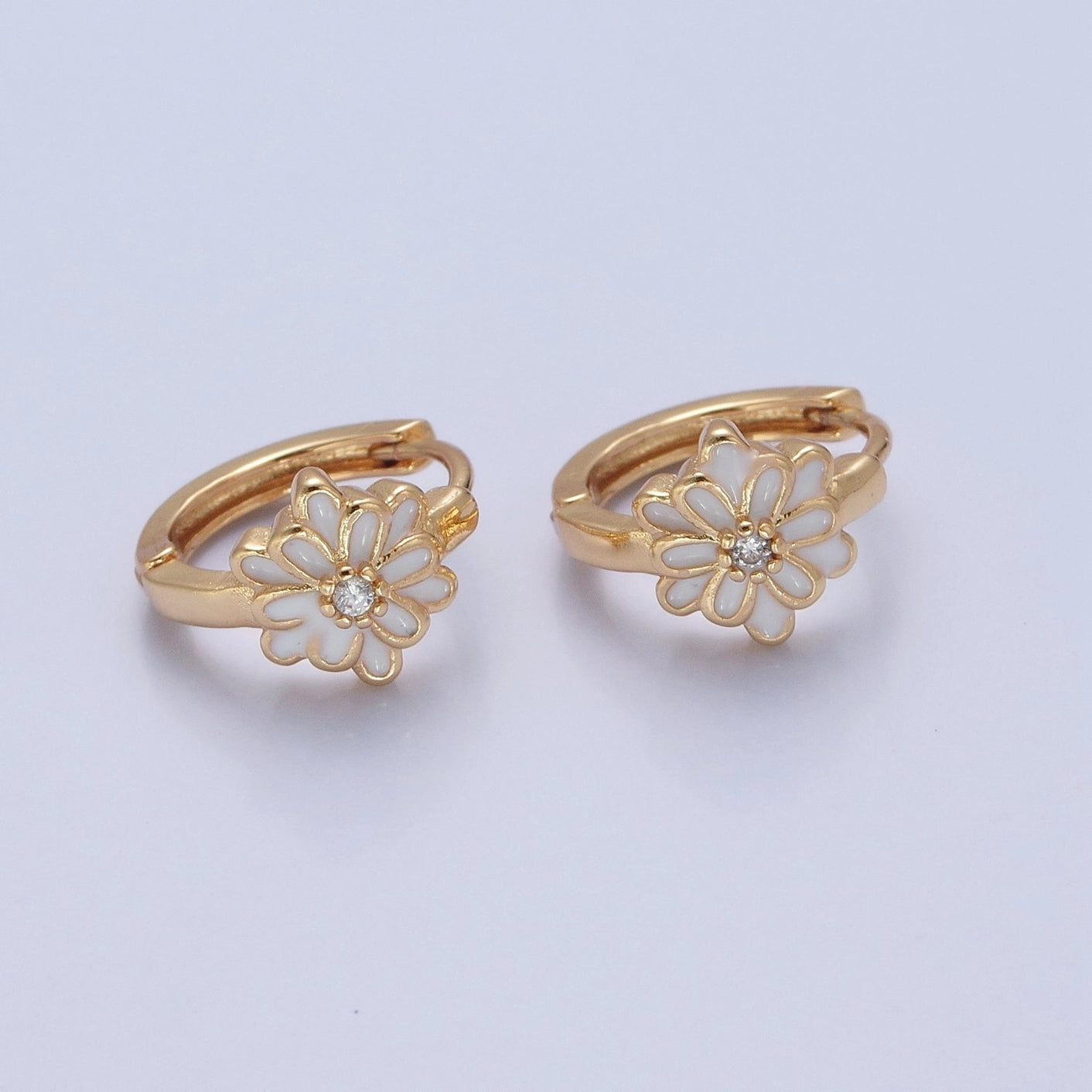 Just Bloom: 24K Gold-Filled Enamel Flower Huggie Hoops Earrings