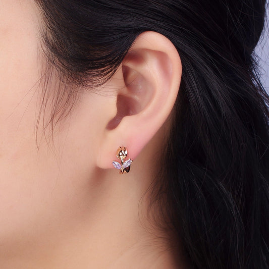 Gilded Rose Bloom: 18K Gold Filled Huggie Earrings