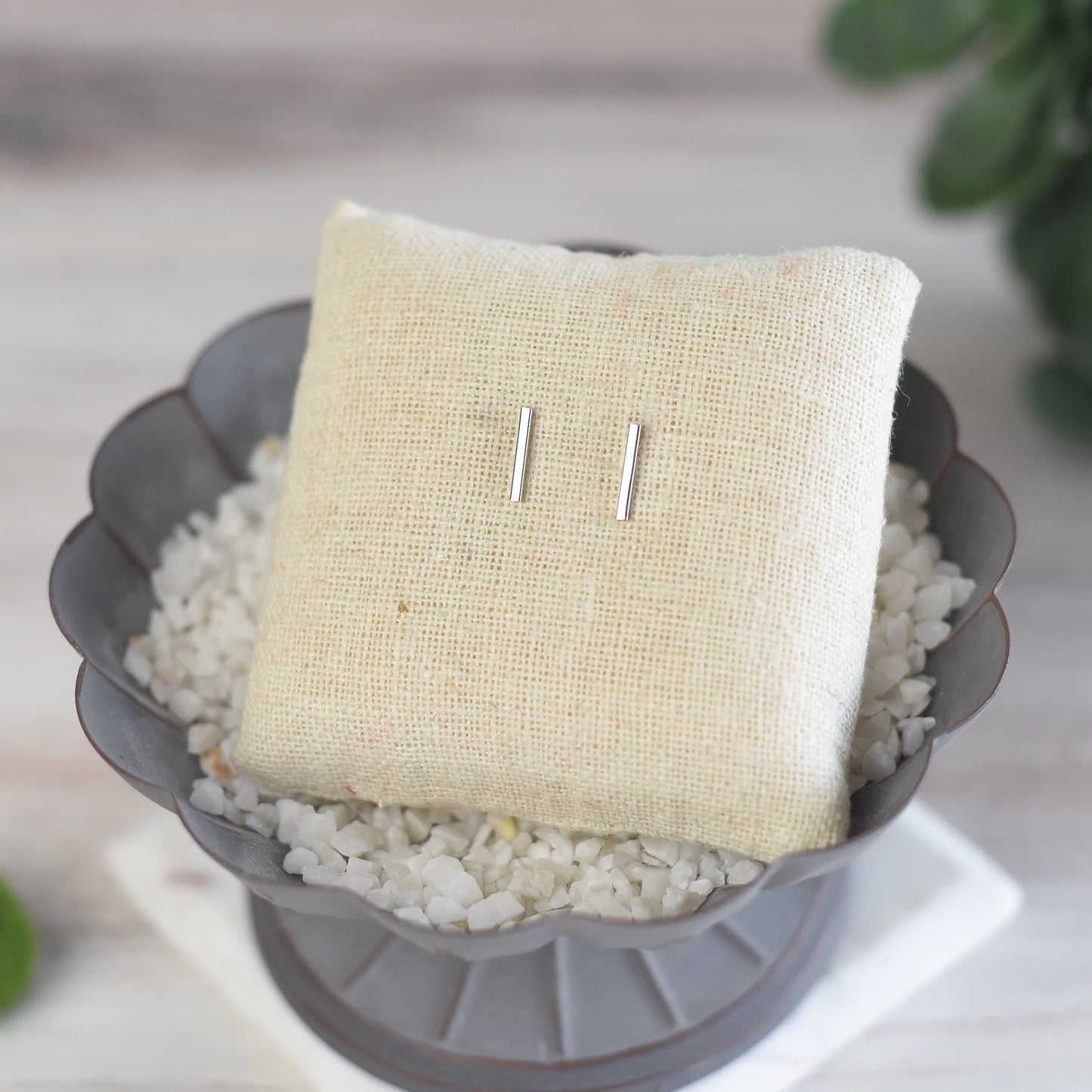 Slim Bar Stud Earrings