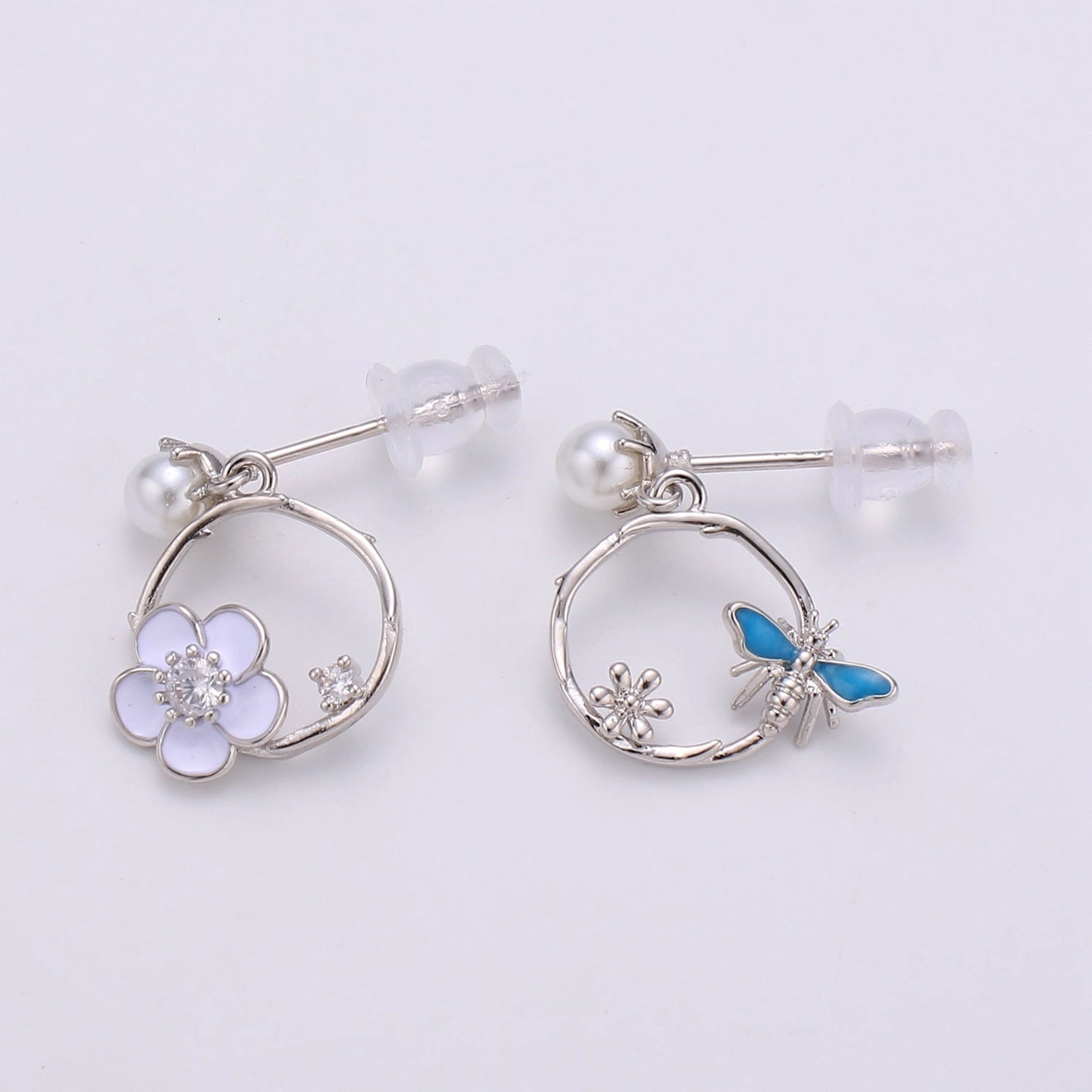 Bees + Blooms Mismatched Stud Earrings