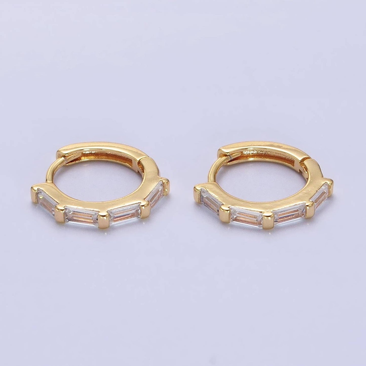 Gold Diamond Baguette Huggies