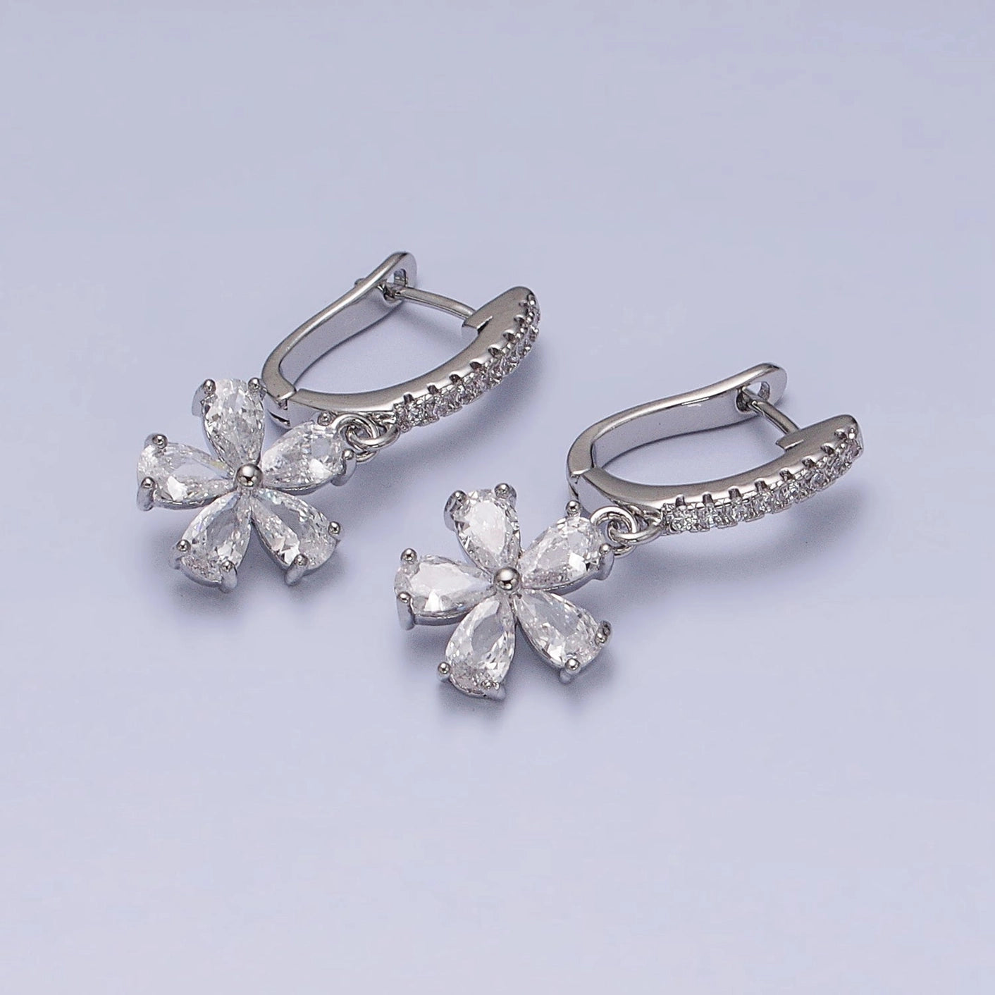 Clear Flower Drop Earrings