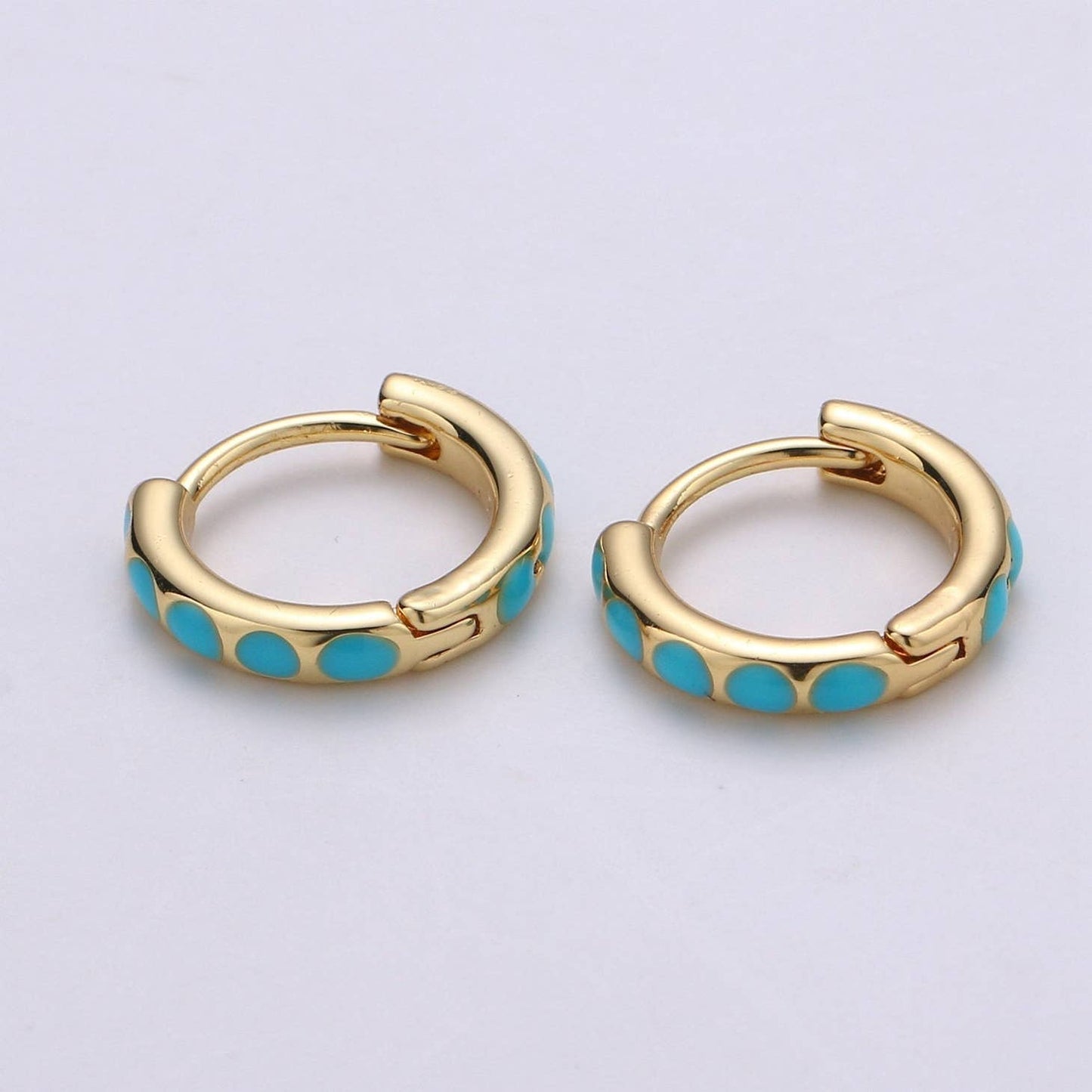 Turquoise Gold Huggies