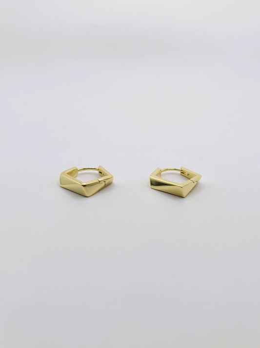 Gold Geometric Hexagon Huggies