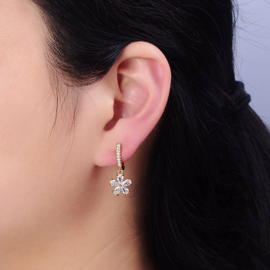 Clear Flower Drop Earrings