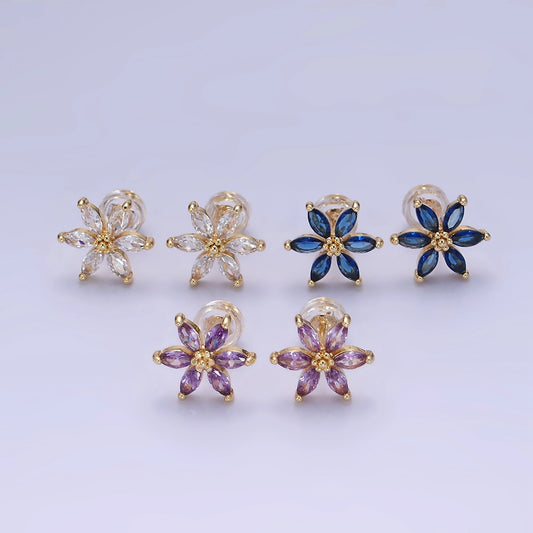 Marquise Blossoms Flower Stud Earrings