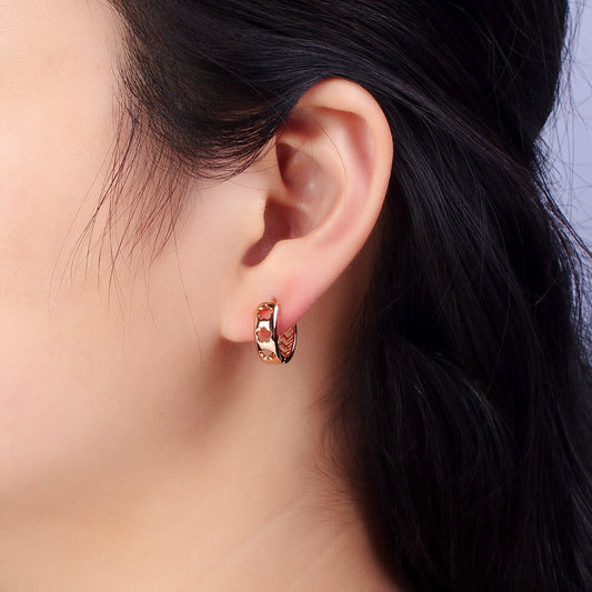 Golden Blossom Hoops: Rounded Floral Huggie Earrings