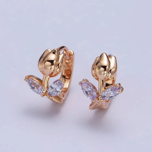 Gilded Rose Bloom: 18K Gold Filled Huggie Earrings
