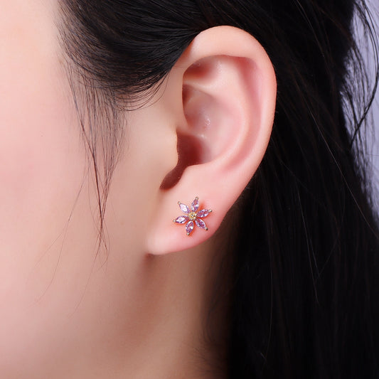 Marquise Blossoms Flower Stud Earrings