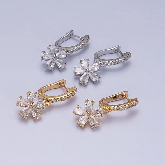 Clear Flower Drop Earrings