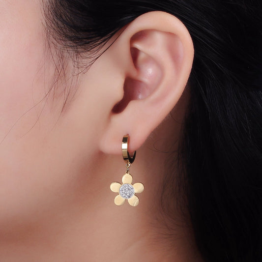 Petal Perfect Flower Drop Huggie Earrings